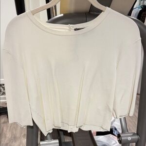 Lela Rose Women's Cream Knit Short-Sleeve Pullover Top